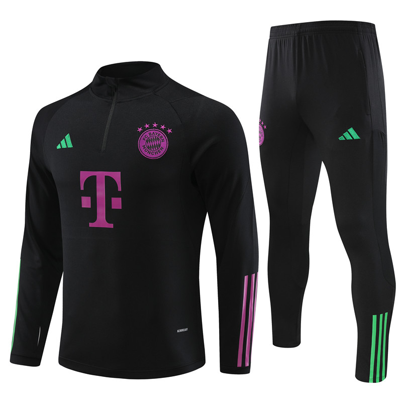 Bayern Munich 23-24 Kids Long Sleeve Training Set Black and Purple