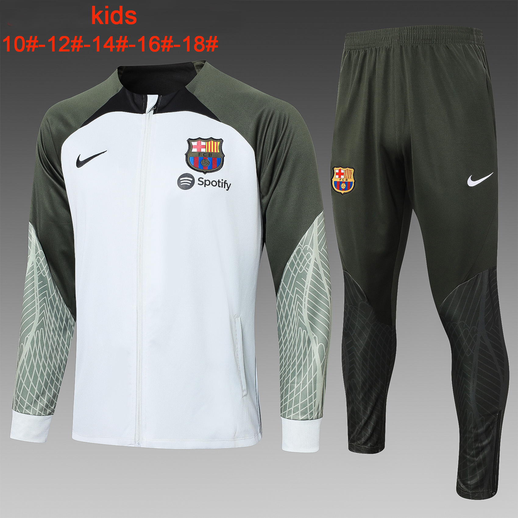 Barcelona 23-24 Kids Jacket Training Tracksuit - Light Grey