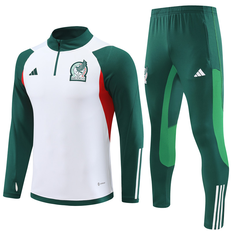 Mexico 23-24 Kids Long Sleeve Training Set White and Green