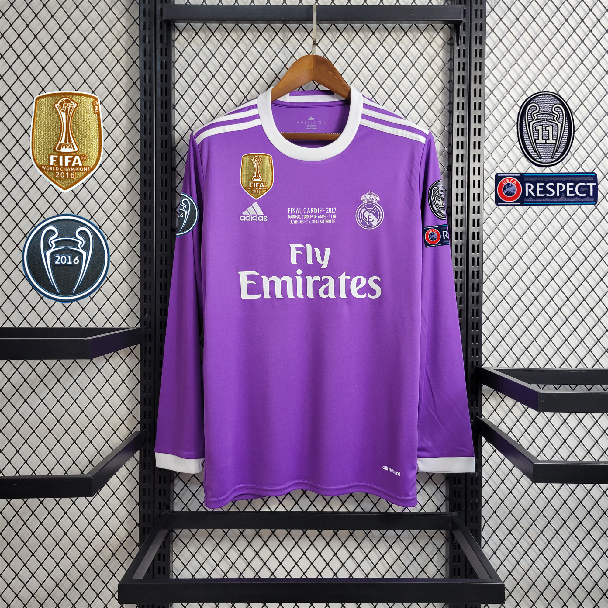 Real Madrid Retro 16-17 Away Long Sleeve Jersey - Champions League Final Version