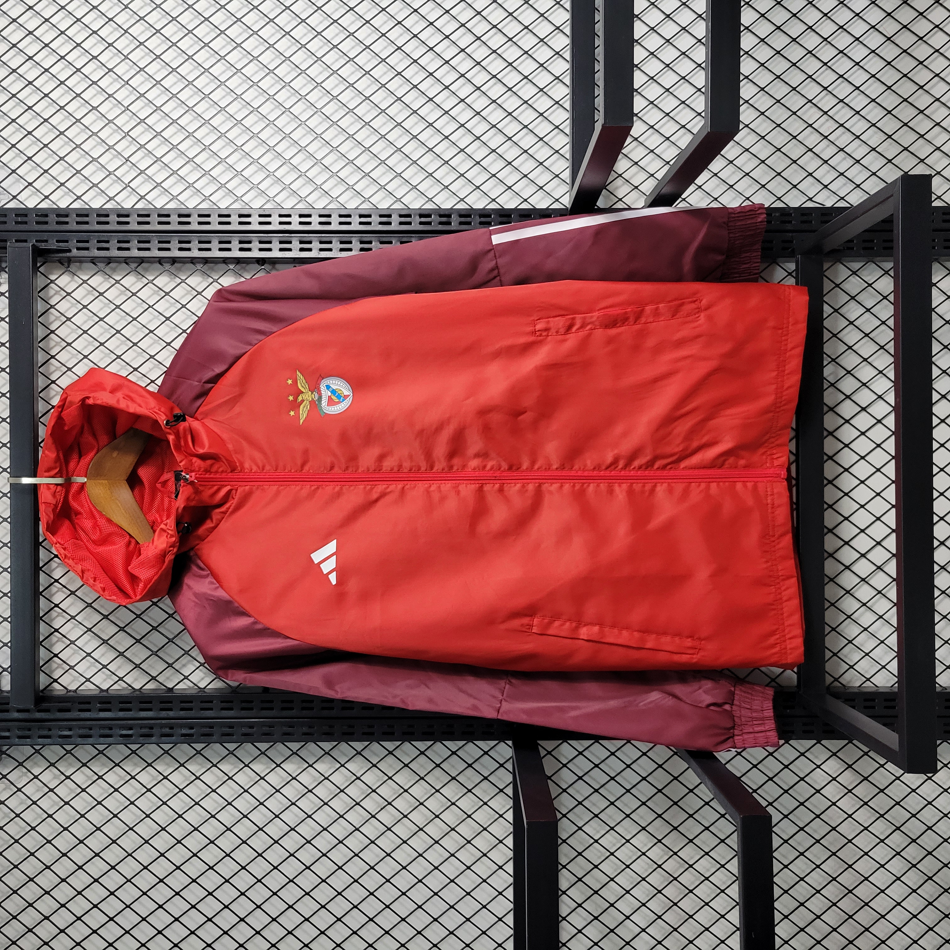 Benfica 23-24 Hooded Windbreaker Jacket - Red