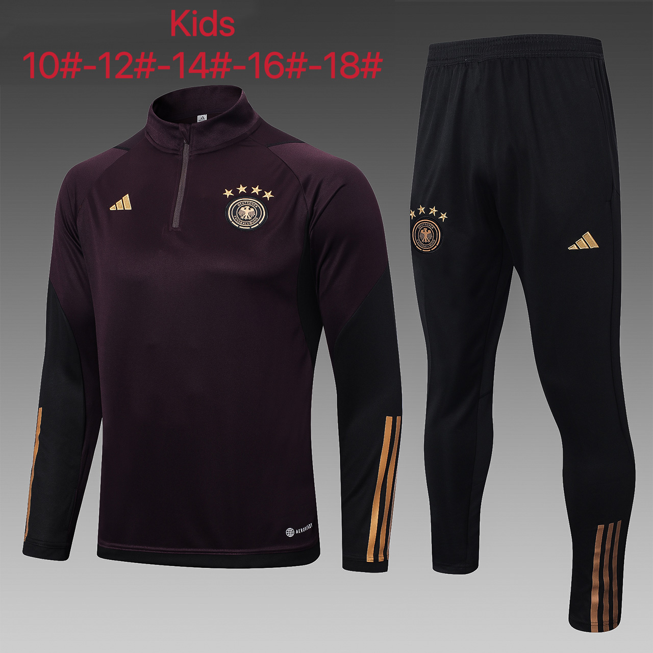 Germany 23-24 Kids Long Sleeve Training Set Deep Brown