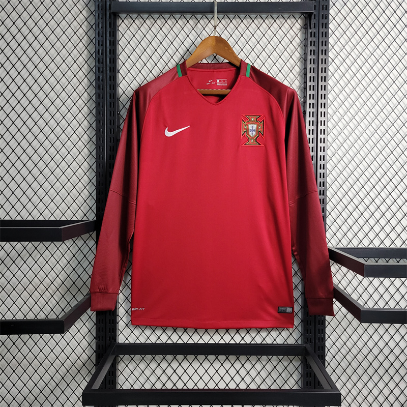 Retro Portugal 16-17 Home Stadium Long Sleeve Jersey