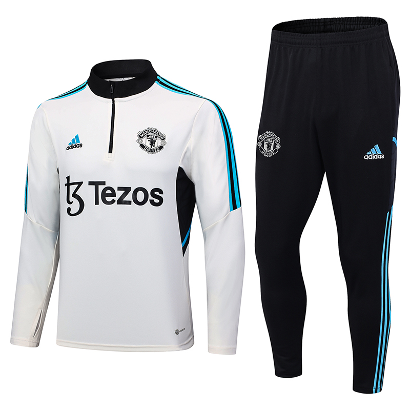 Manchester United 23-24 Kids Long Sleeve Training Set Off-White