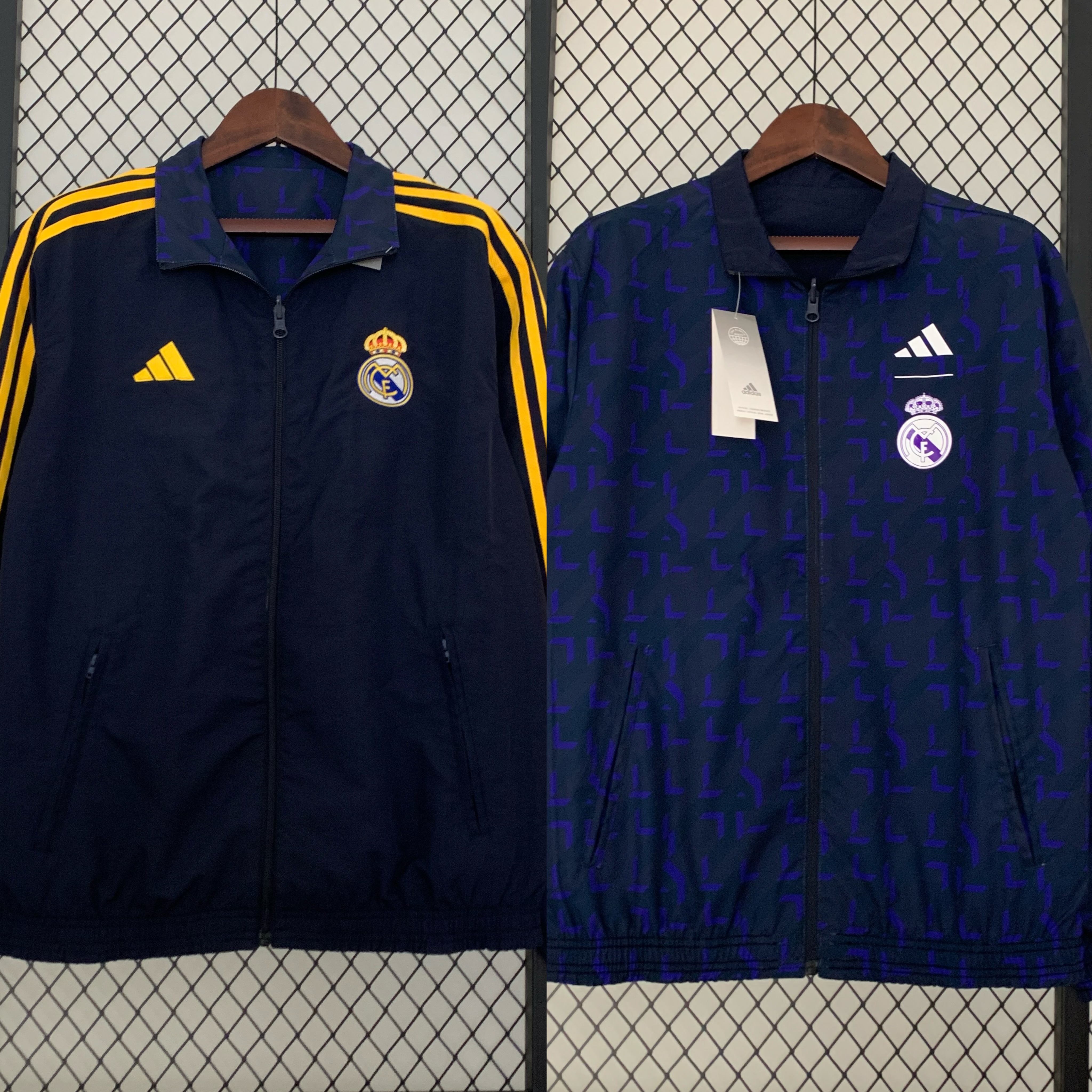 Real Madrid 23-24 Houndstooth Pattern Limited Edition Player Reversible Windbreaker