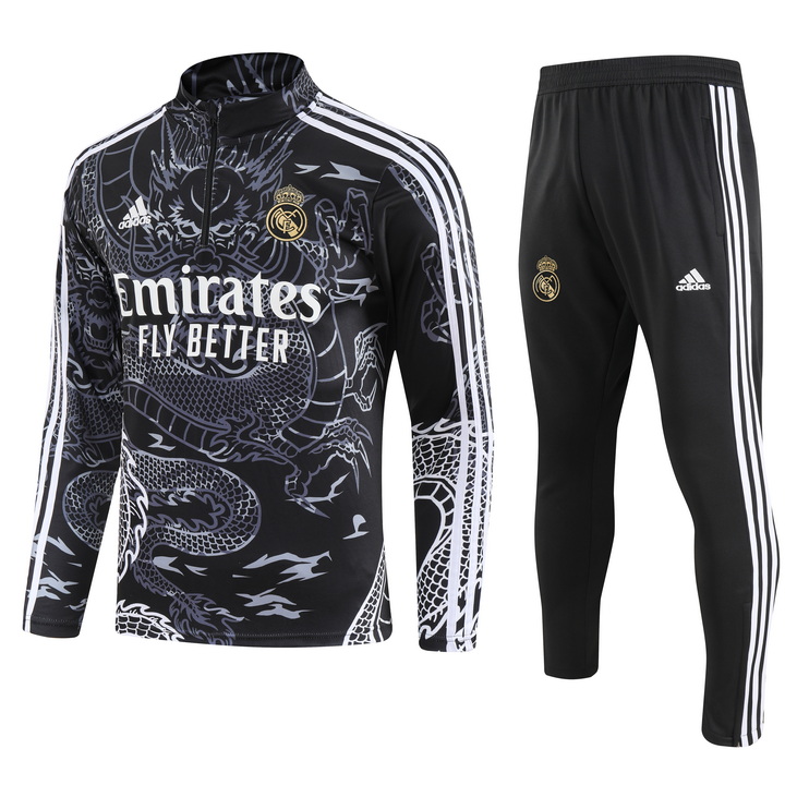 Real Madrid 23-24 Long Sleeve Training Set - Black Dragon