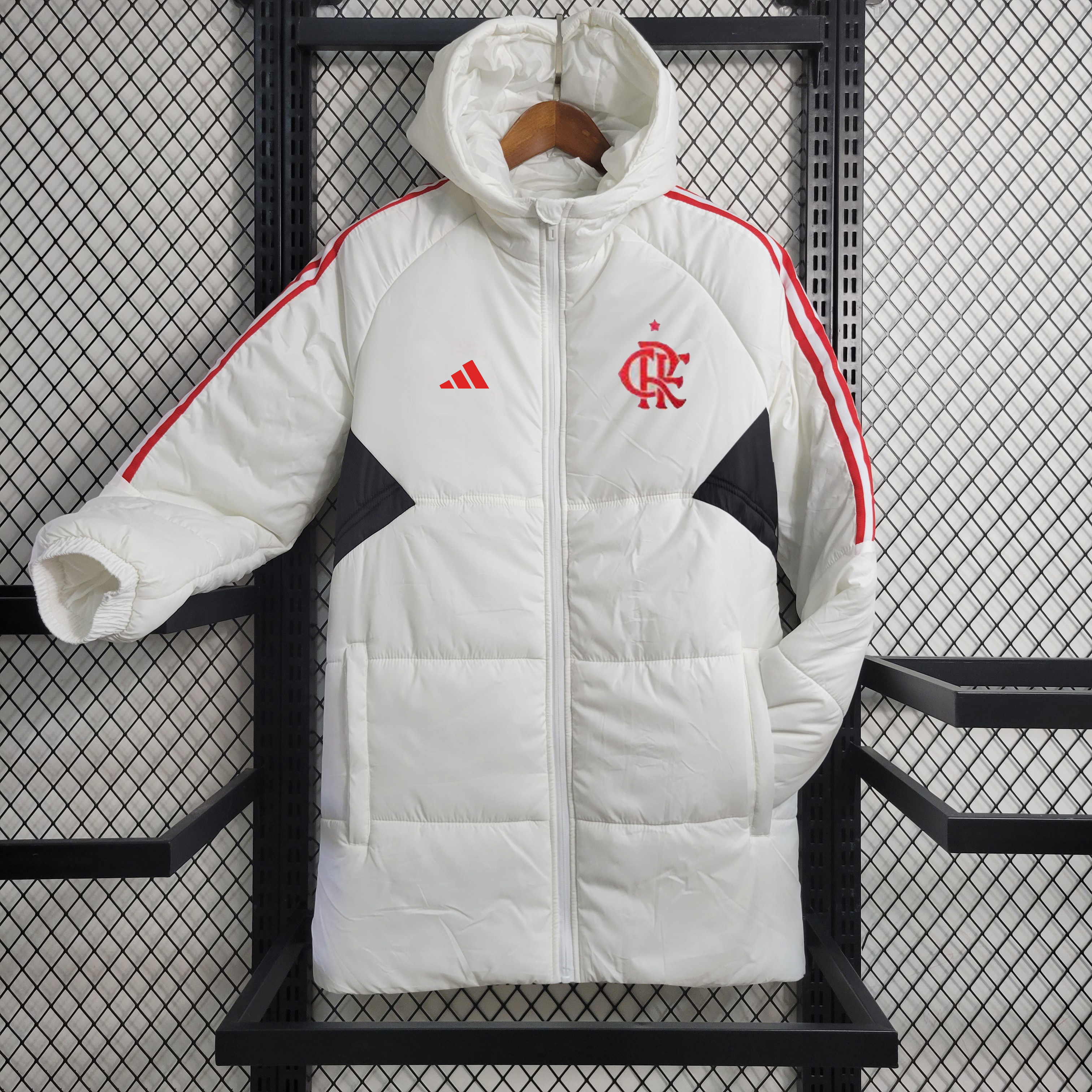 Flamengo 23-24 Men's Hooded Thermal Cotton Jacket - White