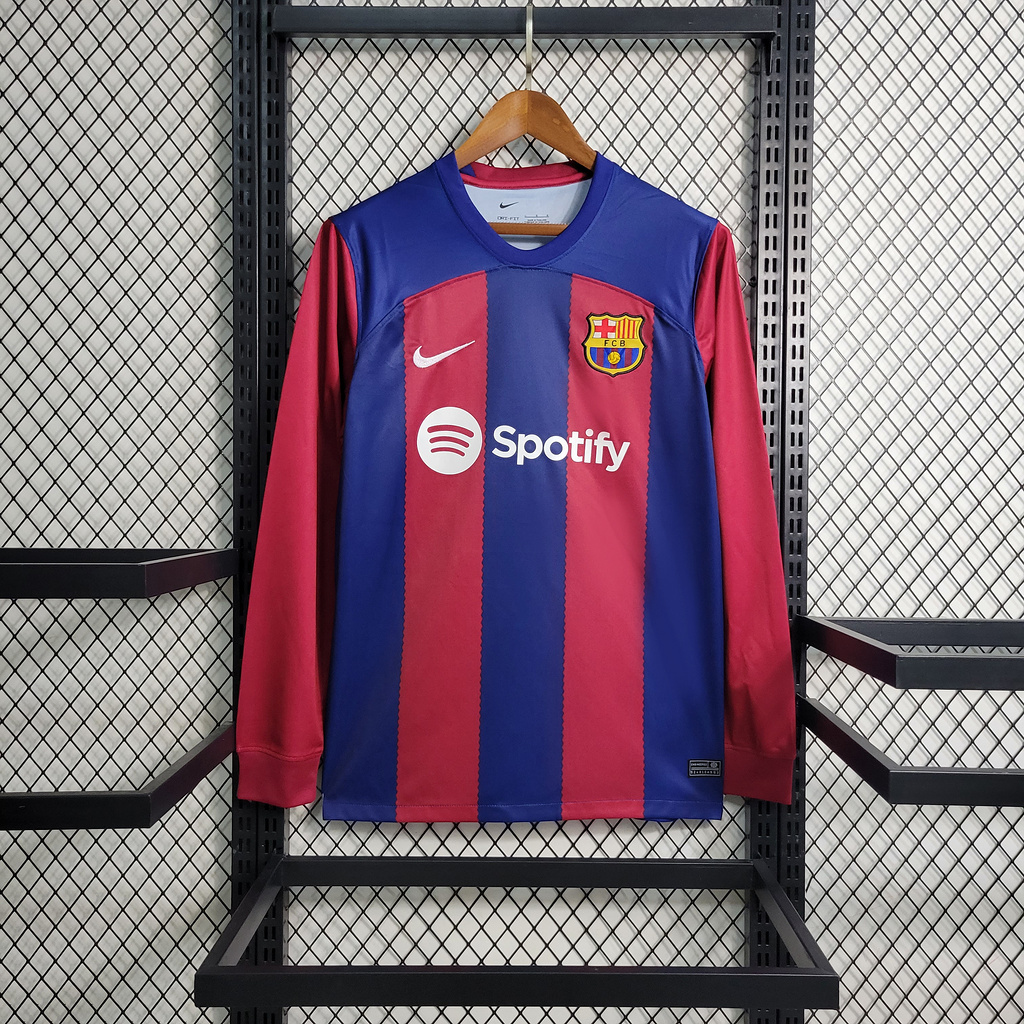 Barcelona 23-24 Home Long Sleeve Jersey - Fans Version