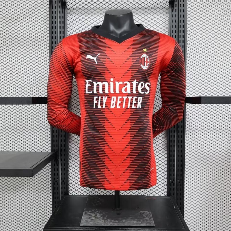 AC Milan 23-24 Home Long Sleeve Jersey - Player Version